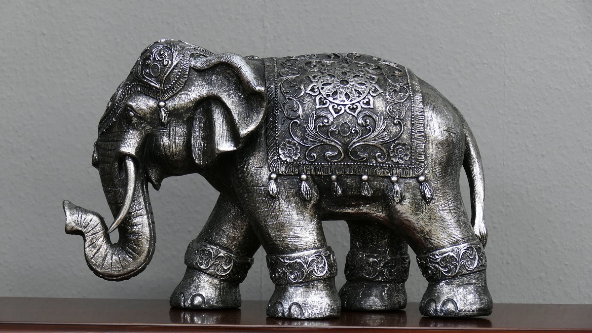 Dekofigur Elefant gross antiksilber beschichtet