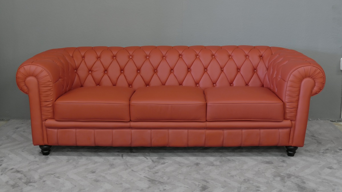 Sessel Sofa Couch Chesterfield 3-Sitzer Farbe rot Modell YS-2008
