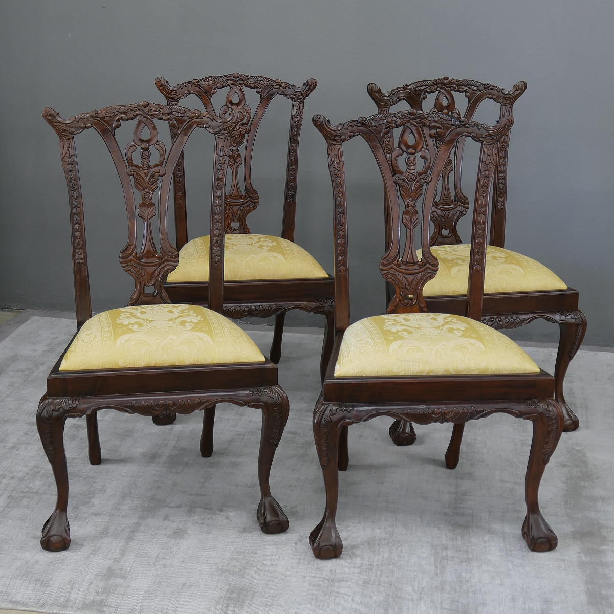 4er Stuhl Set Stühle Polsterstuhl Mahagoni brown Walnuss Bezug: BenHur 151