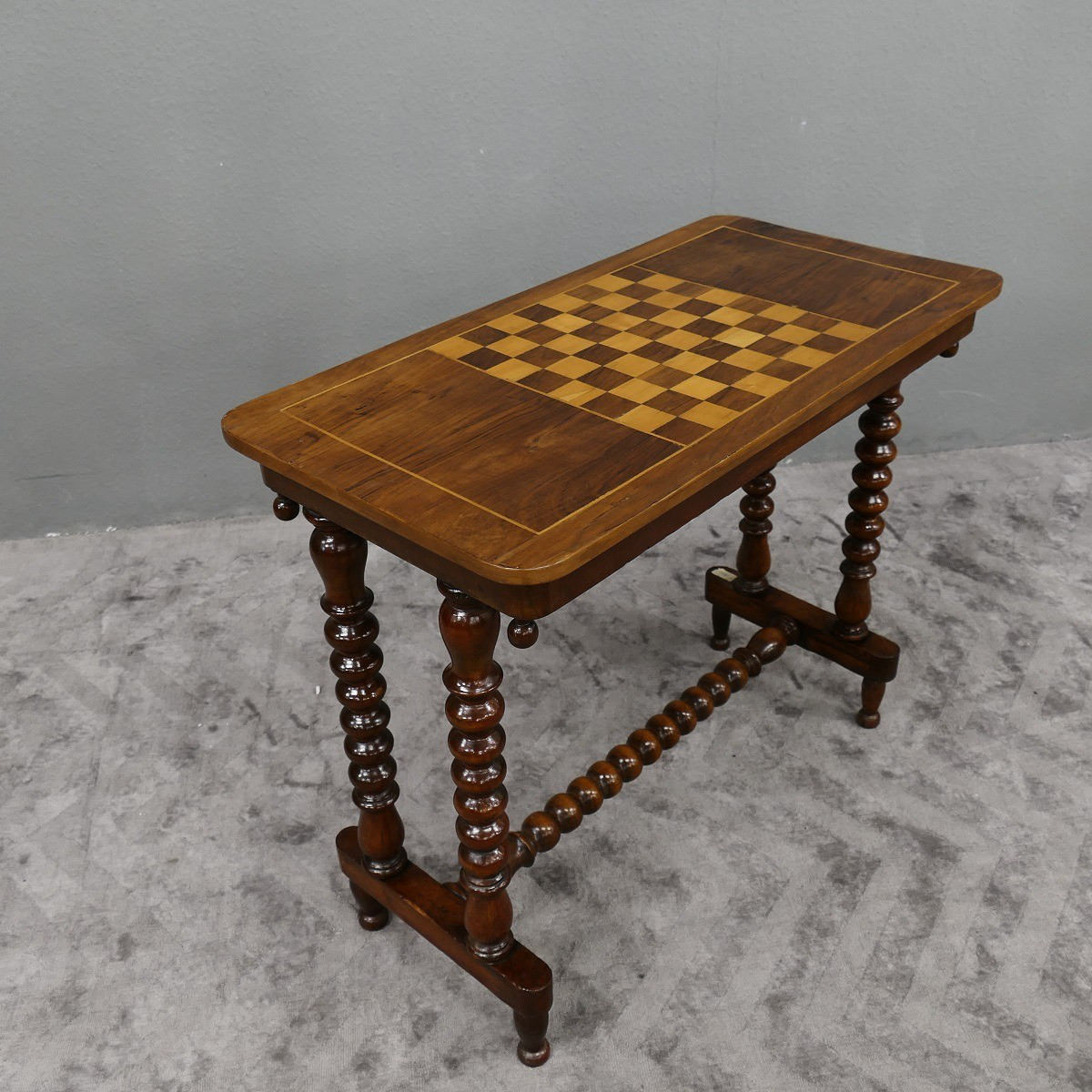Schachtisch Spieltisch Spielbrett Schachbrett Mahagoni Antik um 1890