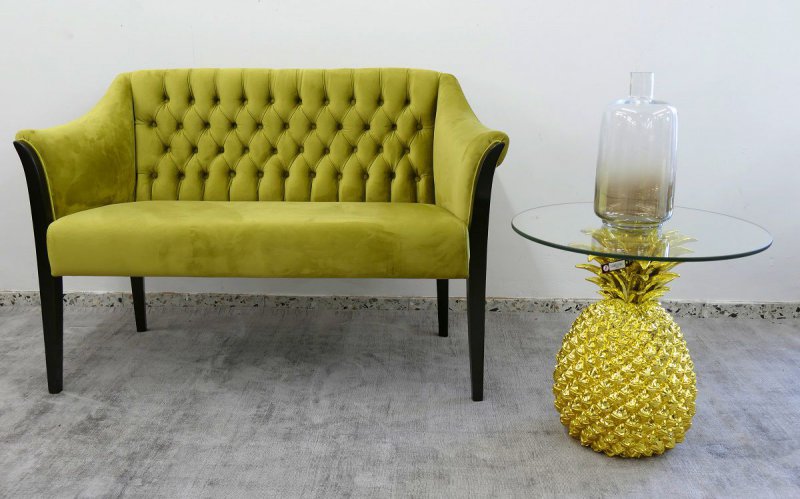 Sofa Couch Chaiselongue 2-Sitzer Samt hellgrün