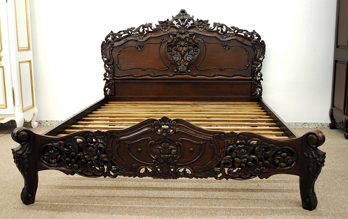Wunderschönes Rococo Bett Mahagoni 160 x 200 cm 