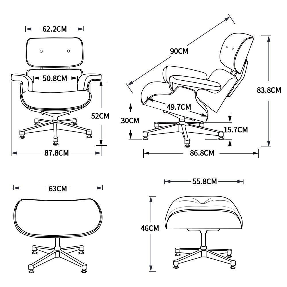 Relax Sessel mit Fußteil Ottoman Design Klassiker Leder
