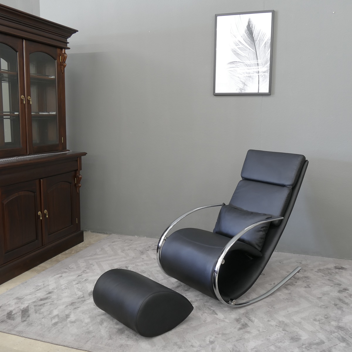 Schaukelstuhl Relaxliege Lounge Chair New Design Farbe: black