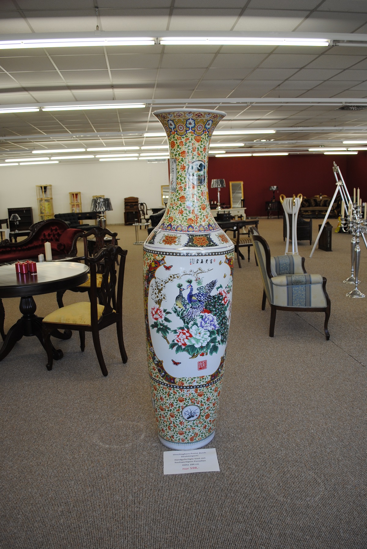 Monumentales Prunkgefäß Standvase Vase China Porzellan handgefertigt 180 cm