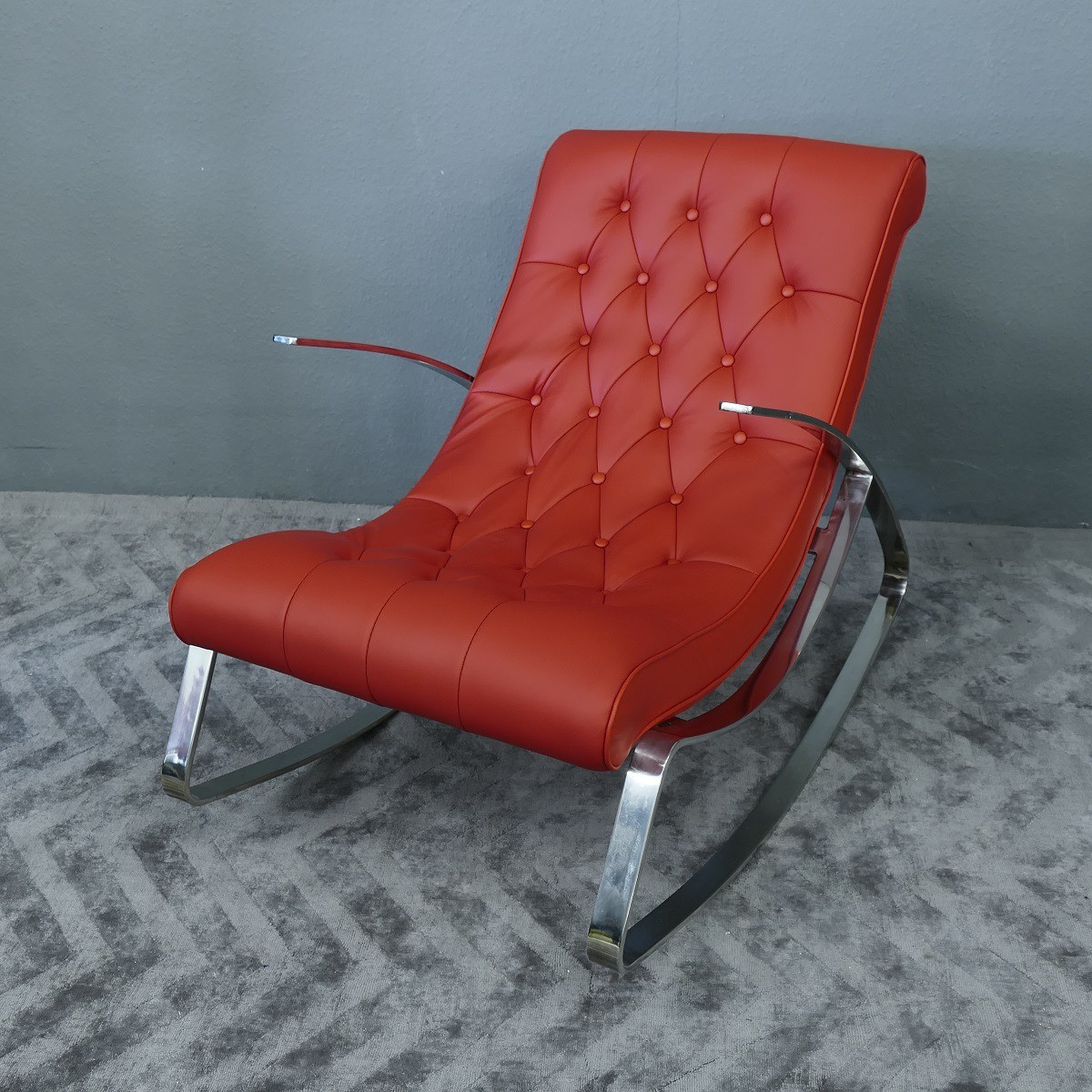 Schaukelstuhl Lounge Liege Sofa Design Klassiker Couch Farbe: Rot